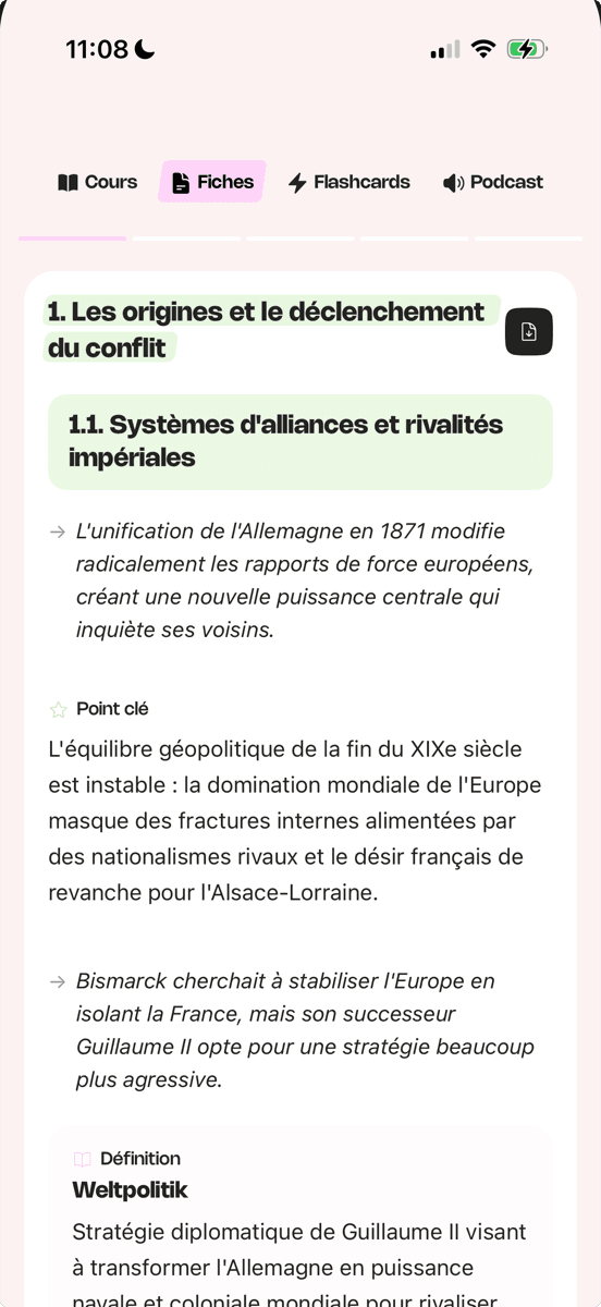 Des fiches de révision claires